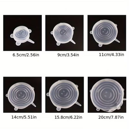 6pcs Reusable Silicone Stretch Lids.