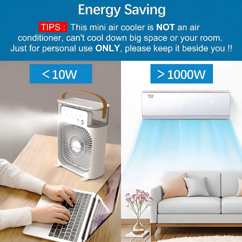 Mini Air Cooler Fan With Evaporative Cooling | Portable Household Air Conditioner 3 Speed